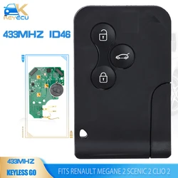 KEYECU Keyless Go Hands Free 433MHz ID46 PCF7943 Smart Remote Key Card Fob for Renault Megane 2 Scenic 2 Clio 2