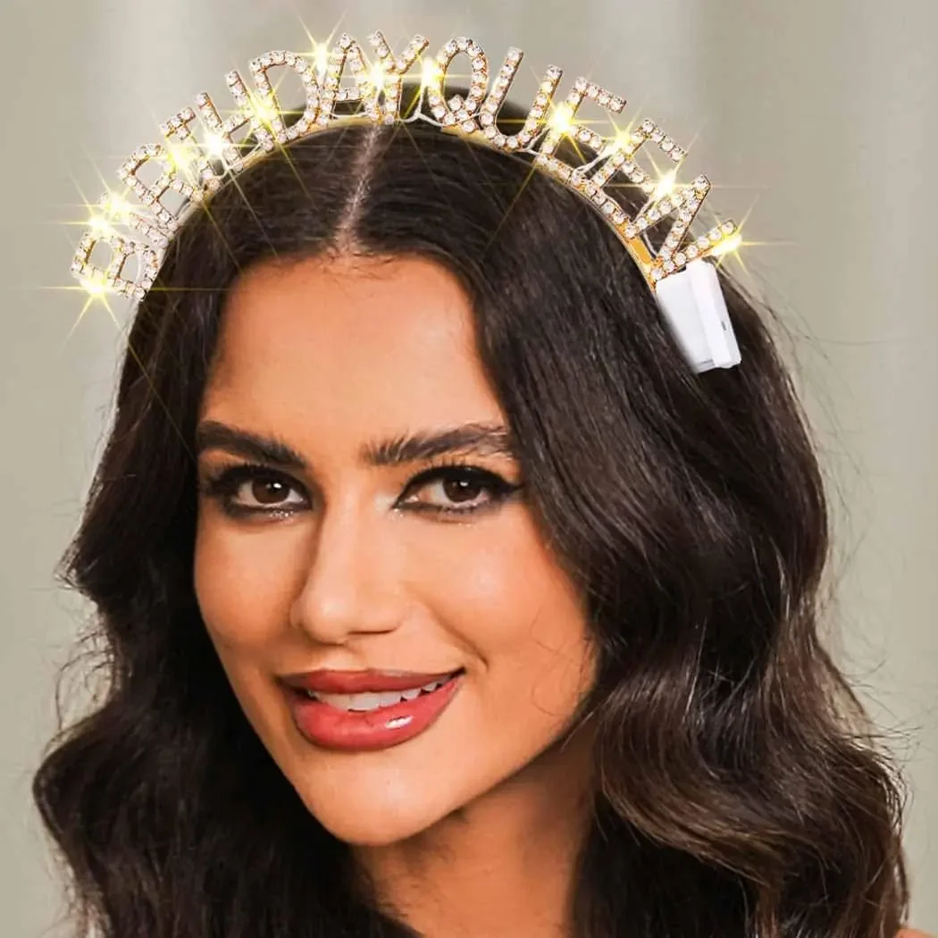 عصابة رأس مضيئة للحفلات المتوهجة على شكل تاج الملكة لعيد الميلاد وإكسسوارات عيد ميلاد سعيد للنساء والفتيات #5