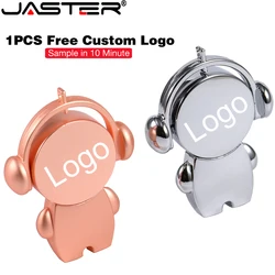 JASTER Cute Metal Music Man 128GB USB Flash Drive 64GB Free Custom Logo Pen Drive Flash Memory Stick U Disk 32GB Wedding Gift