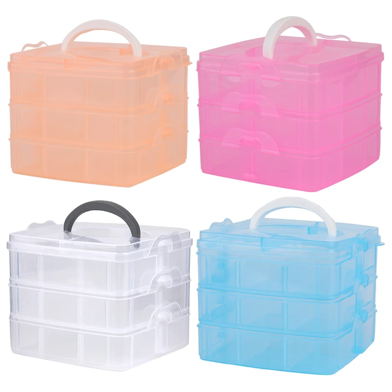 

LMDZ 3 Layers 18 Compartments Plastic Storage Box Clear Organizer Multifunction Empty Box Sewing Tools Jewelry Container