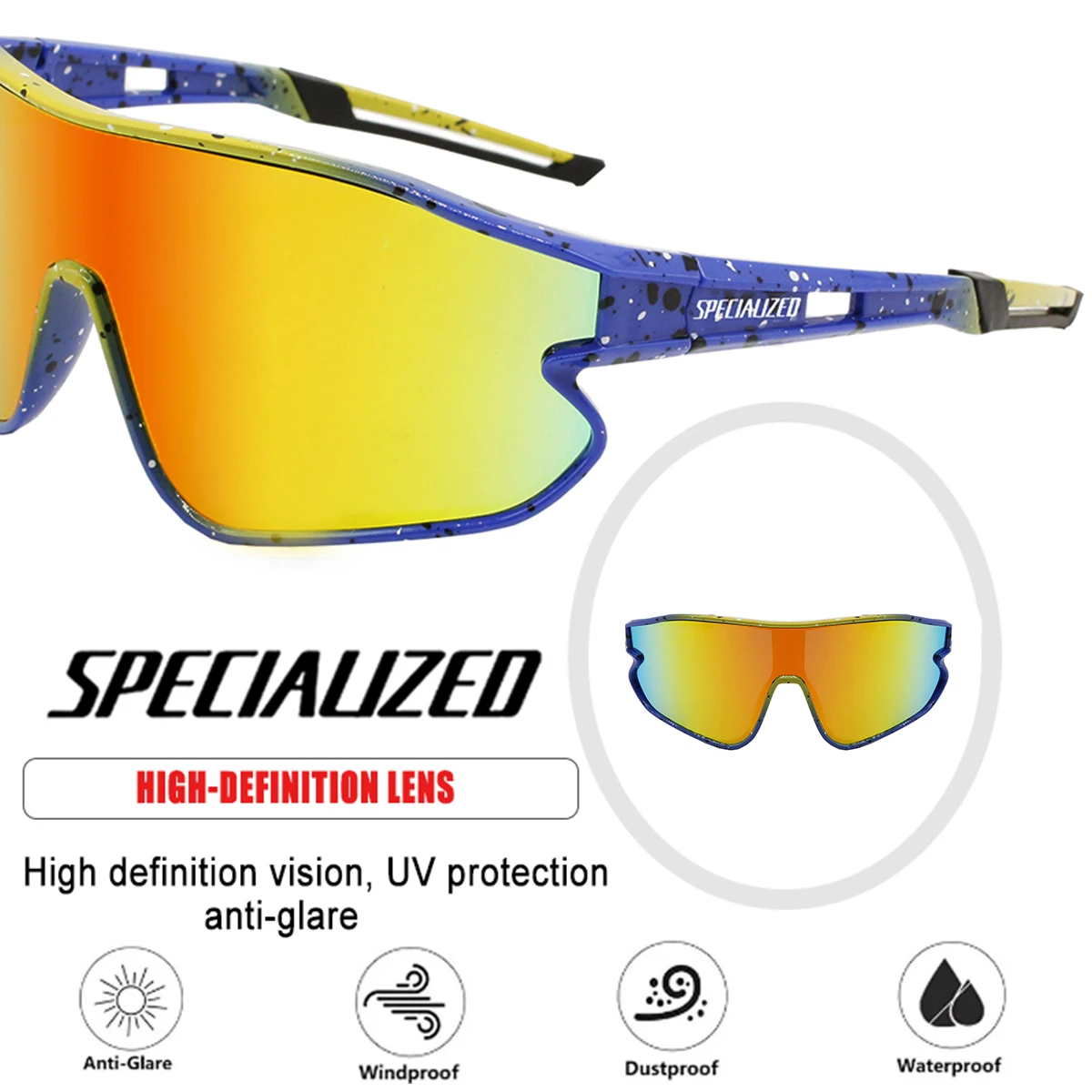 SPECIAUZED Kids Cycling Sunglasses Youth Baseball Sun Glasses Lightweight UV400 Outdoor Sports Goggles Shades for Boys Girls