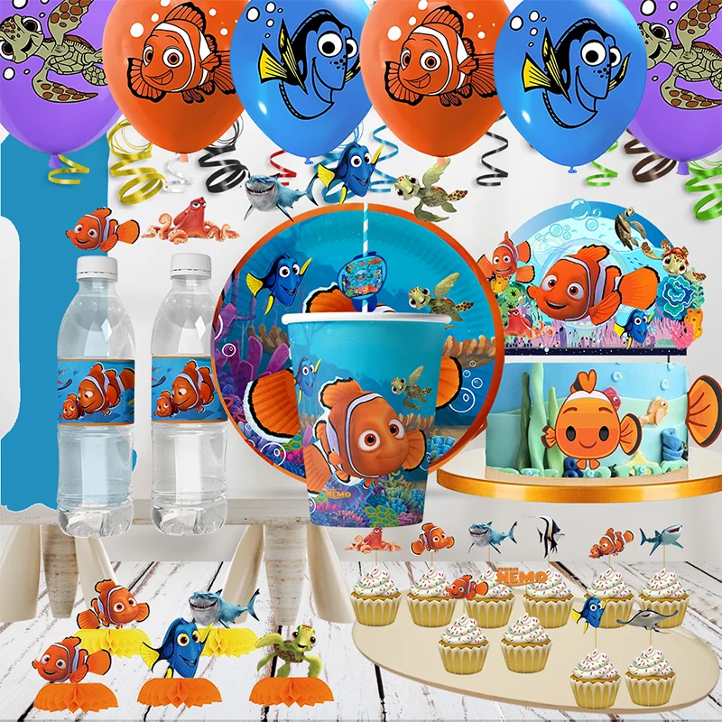 Disney Finding Nemo Underwater world clownfish decoración desechable para fiesta de cumpleaños, suministros para baby shower para niños