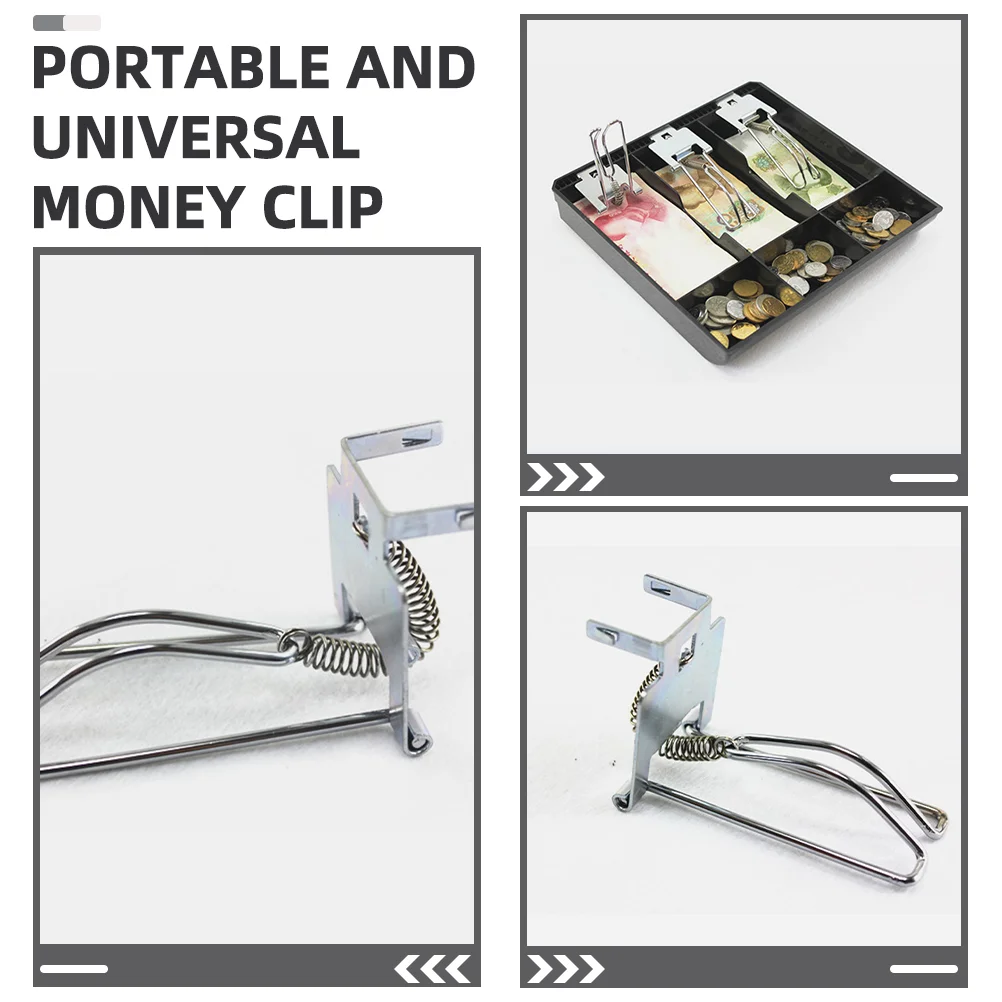 3 Pcs Cashier Box Clip Paper Clips Fixing Clamps Register Accessory Metal Money Tray Iron Supply Drawer Man