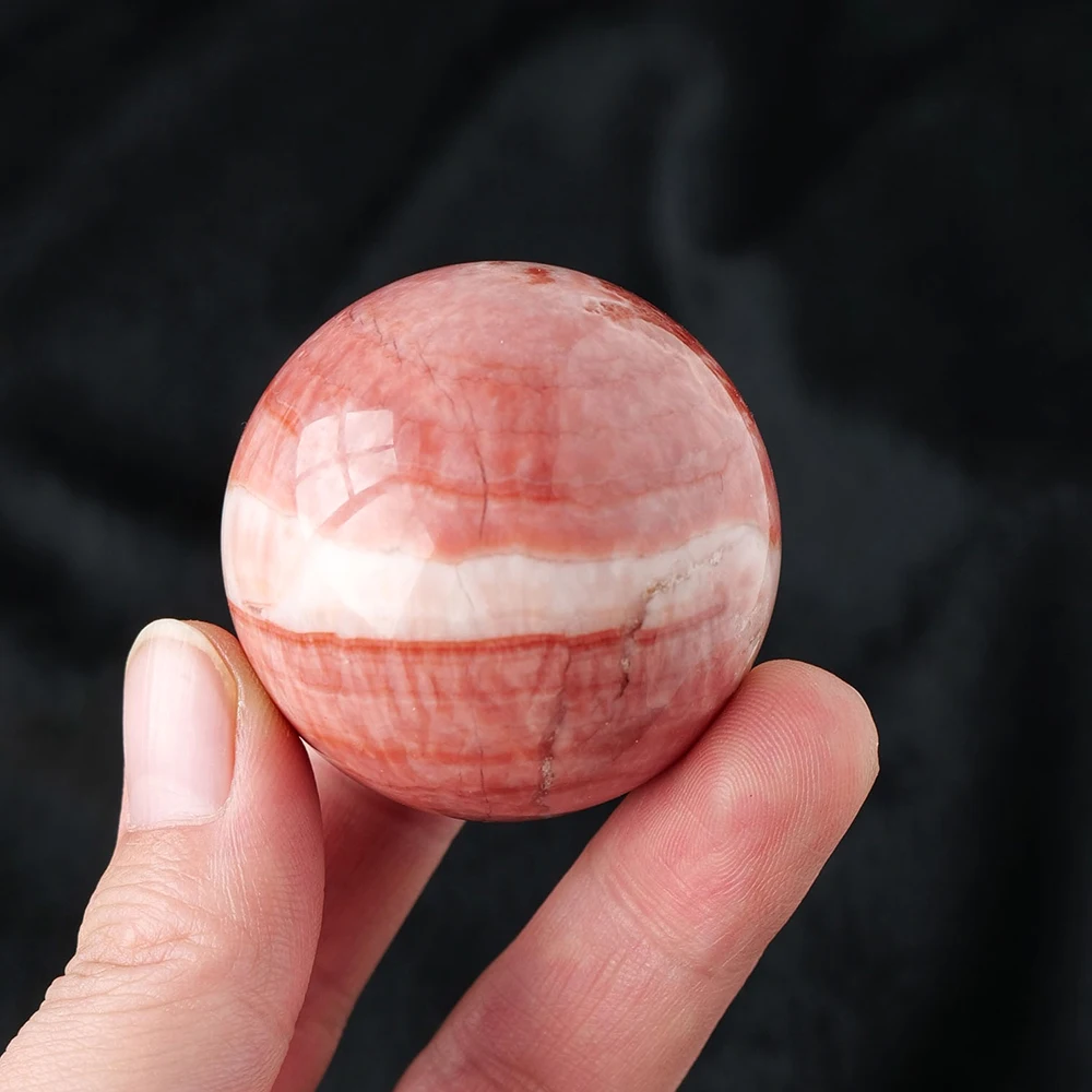 1PC Natural Healing Crystal Stone Polished Red Rhodochrosite Quartz Sphere Pork Stone Crystal Ball Home Decoration