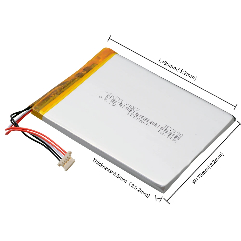 5-wire Connector 357090 3.7V 5000mAh Rechargeable Lithium Polymer Lipo Li-ion Battery For Tablet PC E-book Medical Equipment