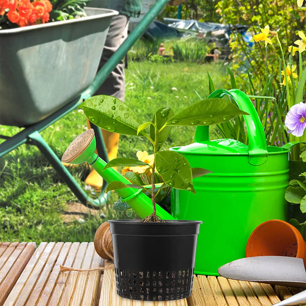 10Pcs Mesh Nursery Pots Hydroponic Baskets Plastic Slotted Pots for Balcony Planting Aquatic Plant Cultivation