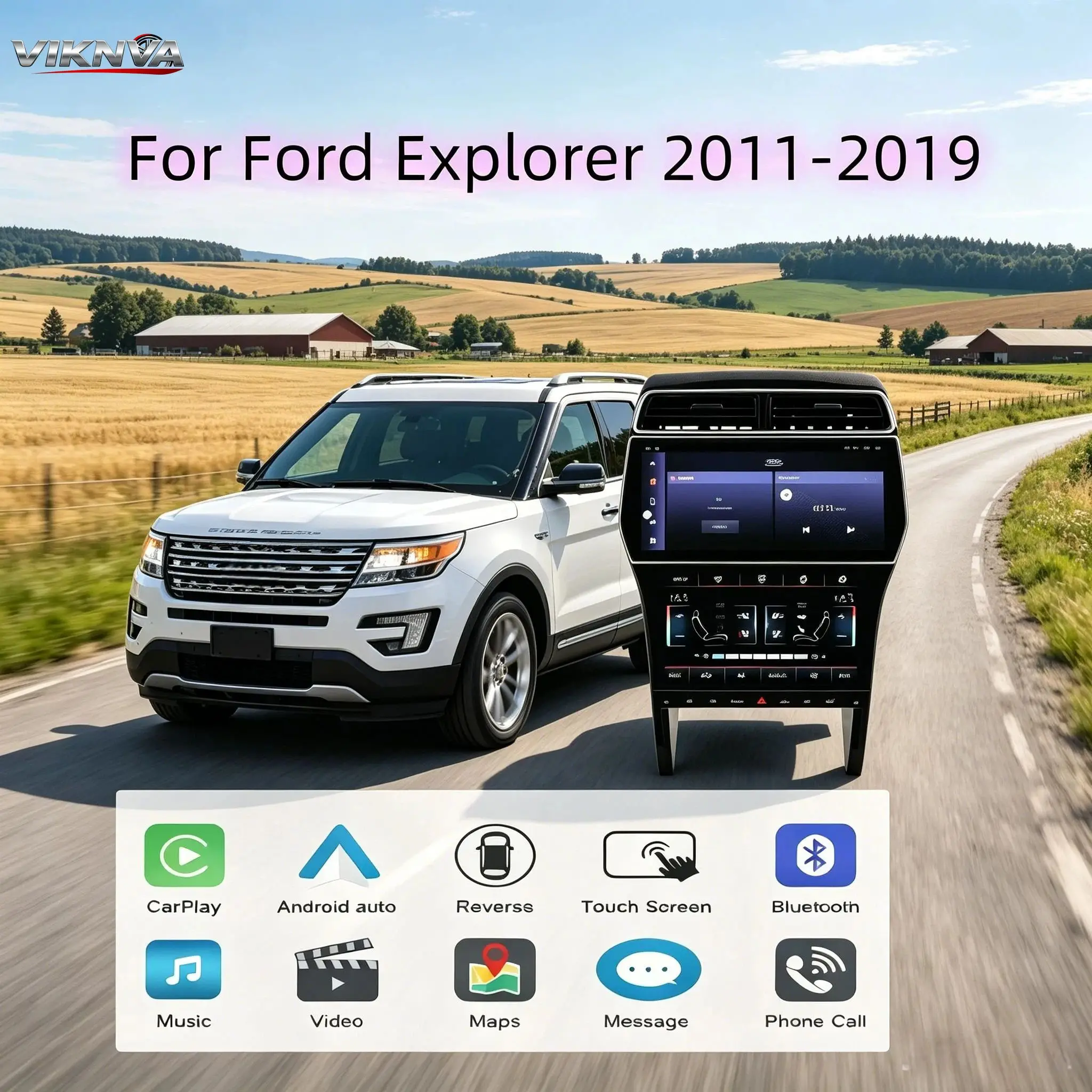 12.3 Inch 8Core 8+128G Android 15 4G AC Screen CarPlay GPS Navigation Radio Multimedia Video Player For Ford Explorer 2011-2019