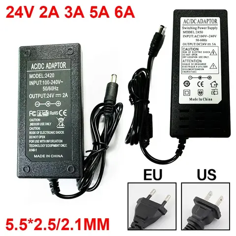 DC 24V 2A 3A 5A 6A Universal Adapter Power Supply Charger AC To DC Adapter Transformers For LED Light Strip Laptop EU US Plug