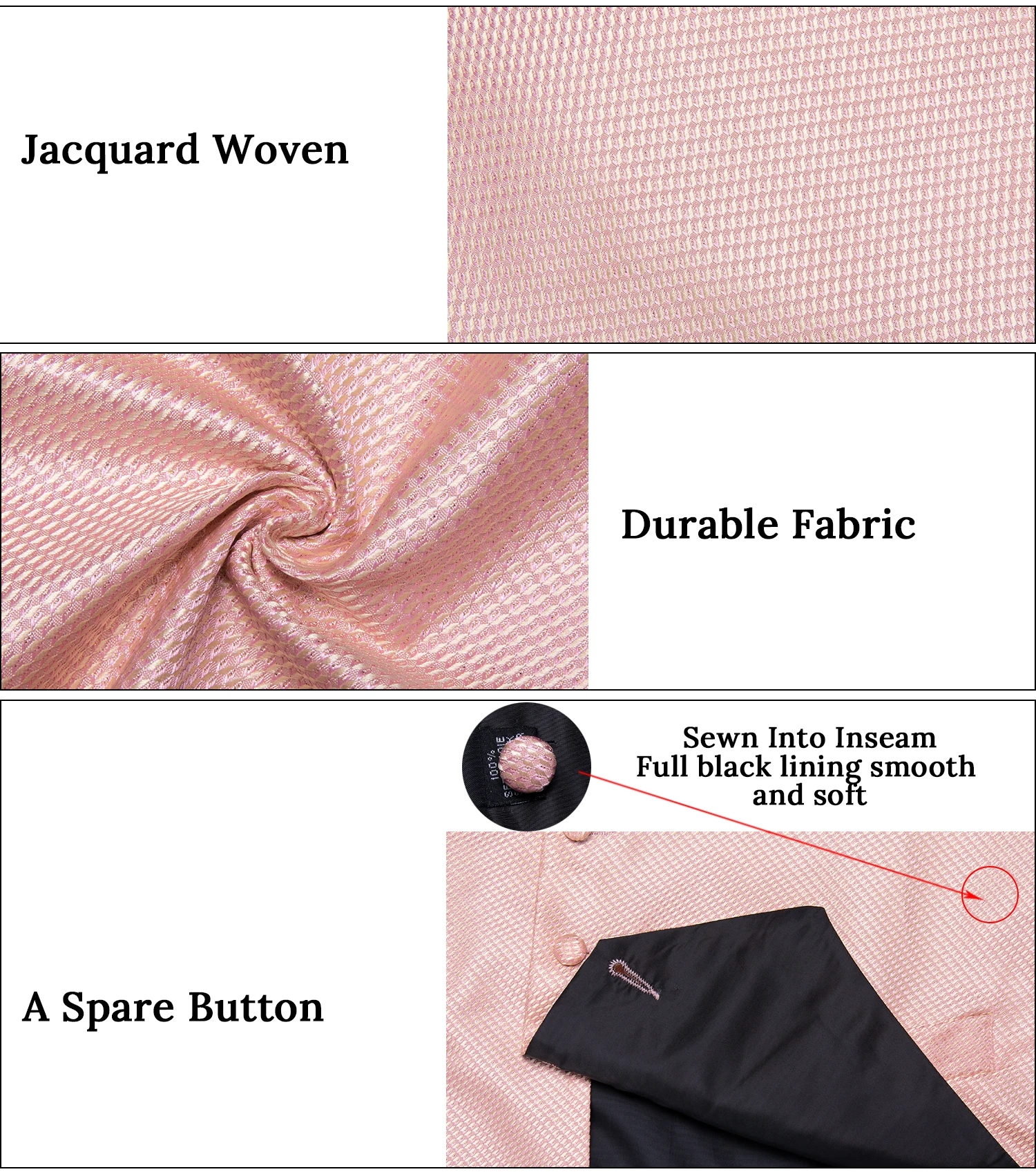 Brand Fashion Pink Suit Vest Tie Set For Men Groom Silk Dress Vest for Wedding Banquet Party Man Waistcoat Necktie Bowtie Set