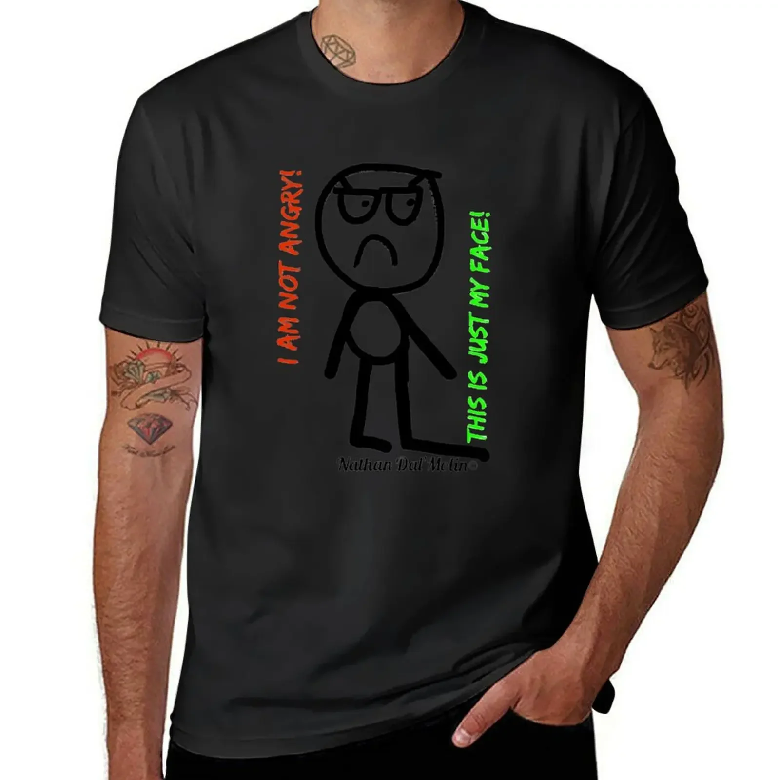 

Angry face T-Shirt customizeds summer 2025 blue archive graphic t shirts T-shirts for men cotton