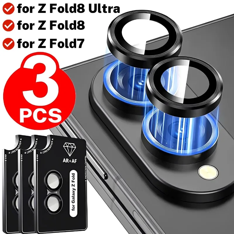 1-3Pcs Metal Glass Camera Protector for Samsung Galaxy Z Fold8 Ultra Fold7 Lens Metal Ring Glass Camera Len Protector Films