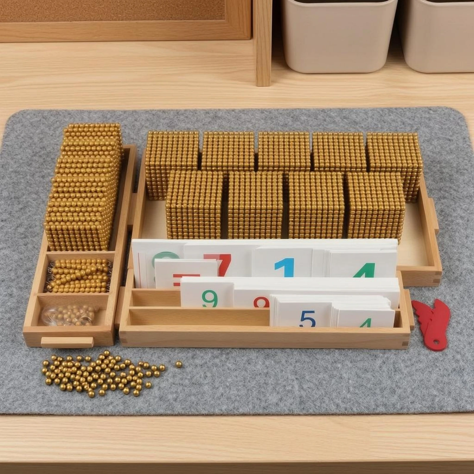 

Base-Ten Math Game ABS Plastic Hands-on Learning Math Set Wooden Counting Blocks Symbol Cards Wooden Number Blocks Storage Box