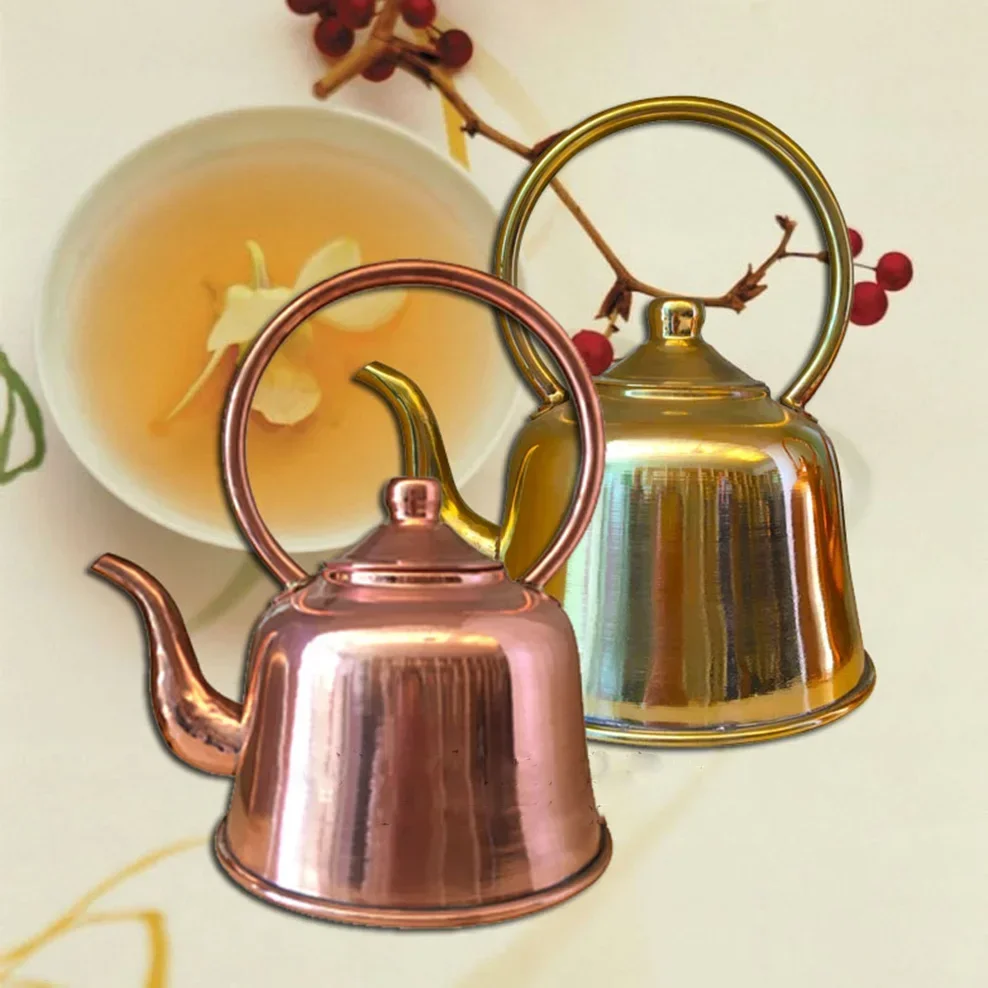 

1.5L Pure Copper Teapot Thickened Red Copper Brass Boiling Kettle Anti-Scald Milk Tea Pot Vintage Copper Tea Set For Home