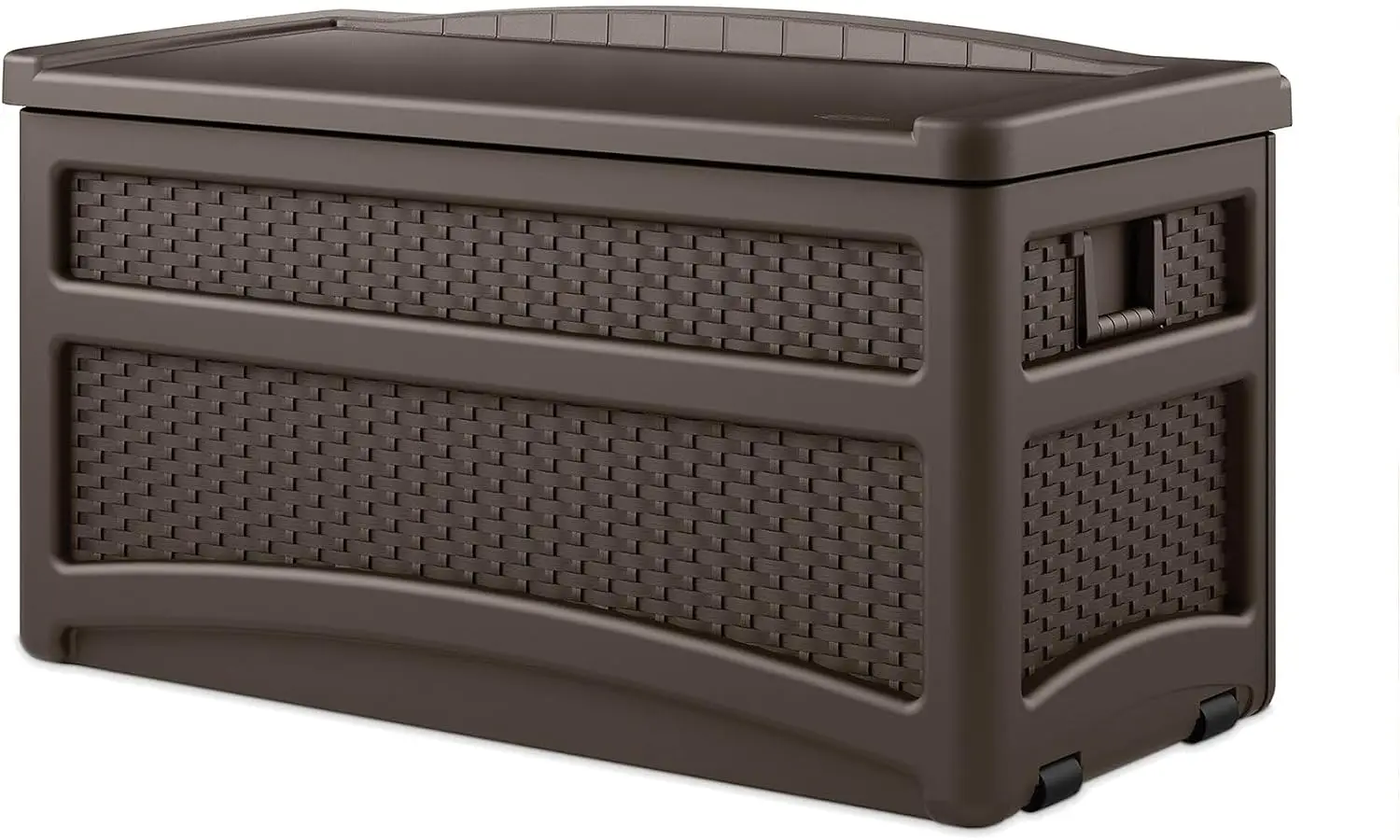 Durable 73 Gallon Outdoor Resin Storage Chest With Handles Wheels And Seat For Patio Garden Pool Deck Indoor Outdoor Organization