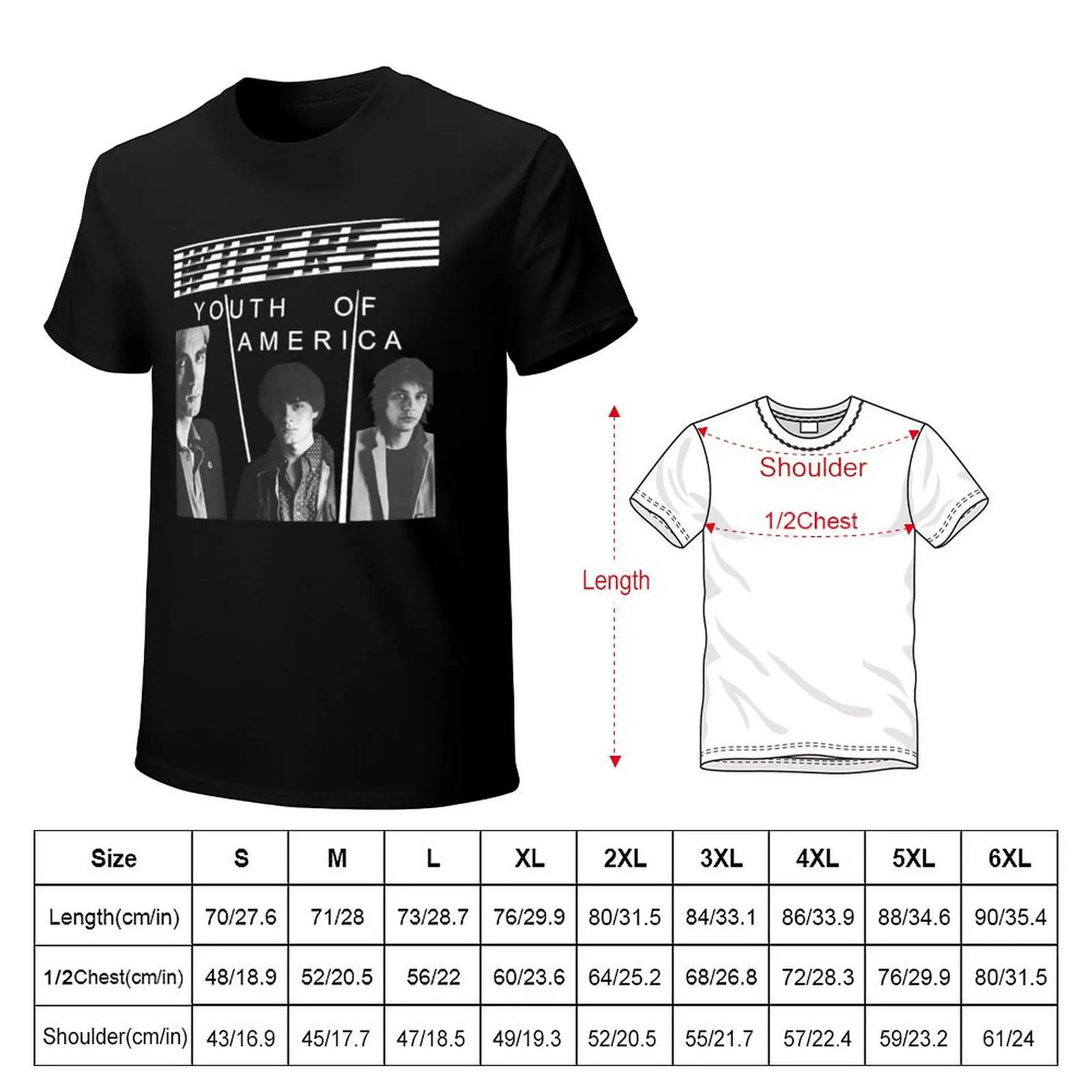 Wipers youth of america T-Shirt Basic Solid Color Casual Tee Shirt