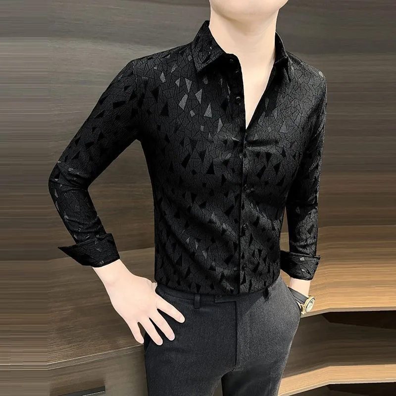 New Simple Design Personalized Men's Shirts Fashionable High-Level Casual Trendy Brand Solid Color Versatile
