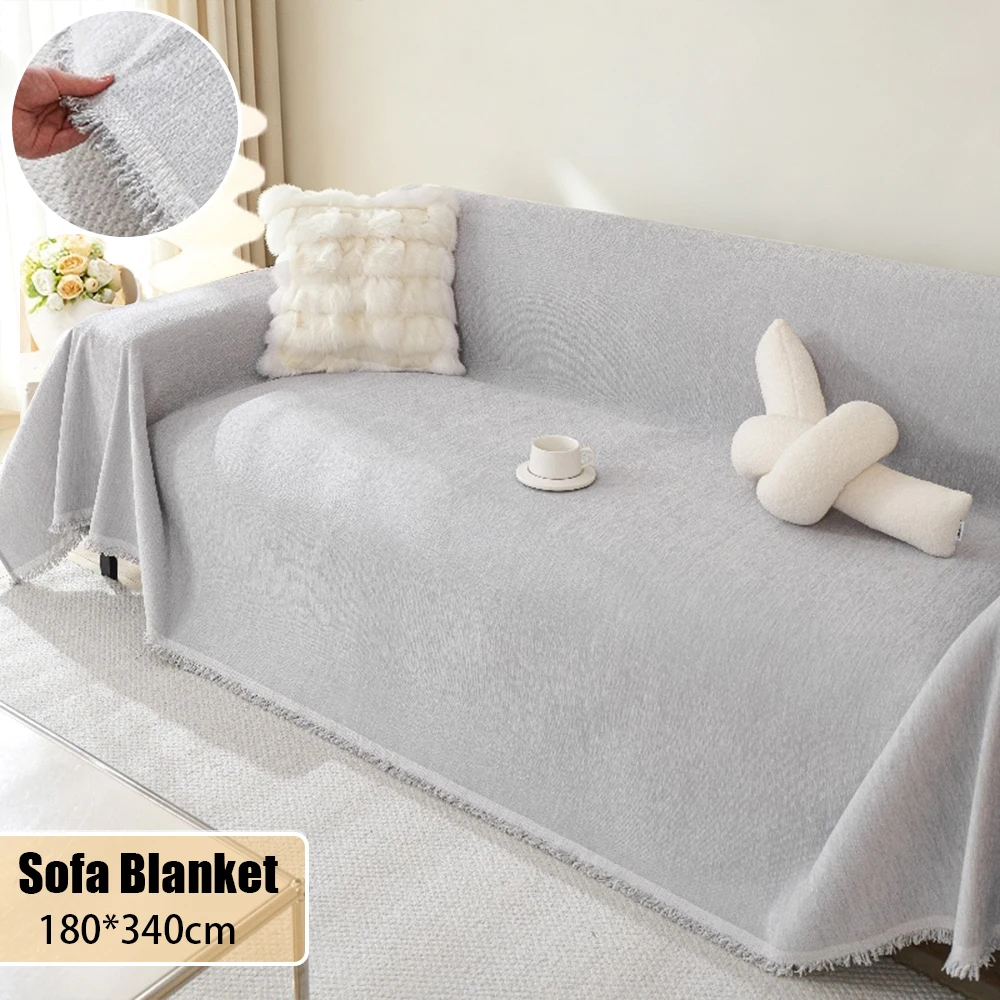 1PC Chenille Universal Sofa Blanket Solid Color Sofa Cover Cloth Towel Anti Cat Scratch Four Seasons Bedroom Living Room Decor