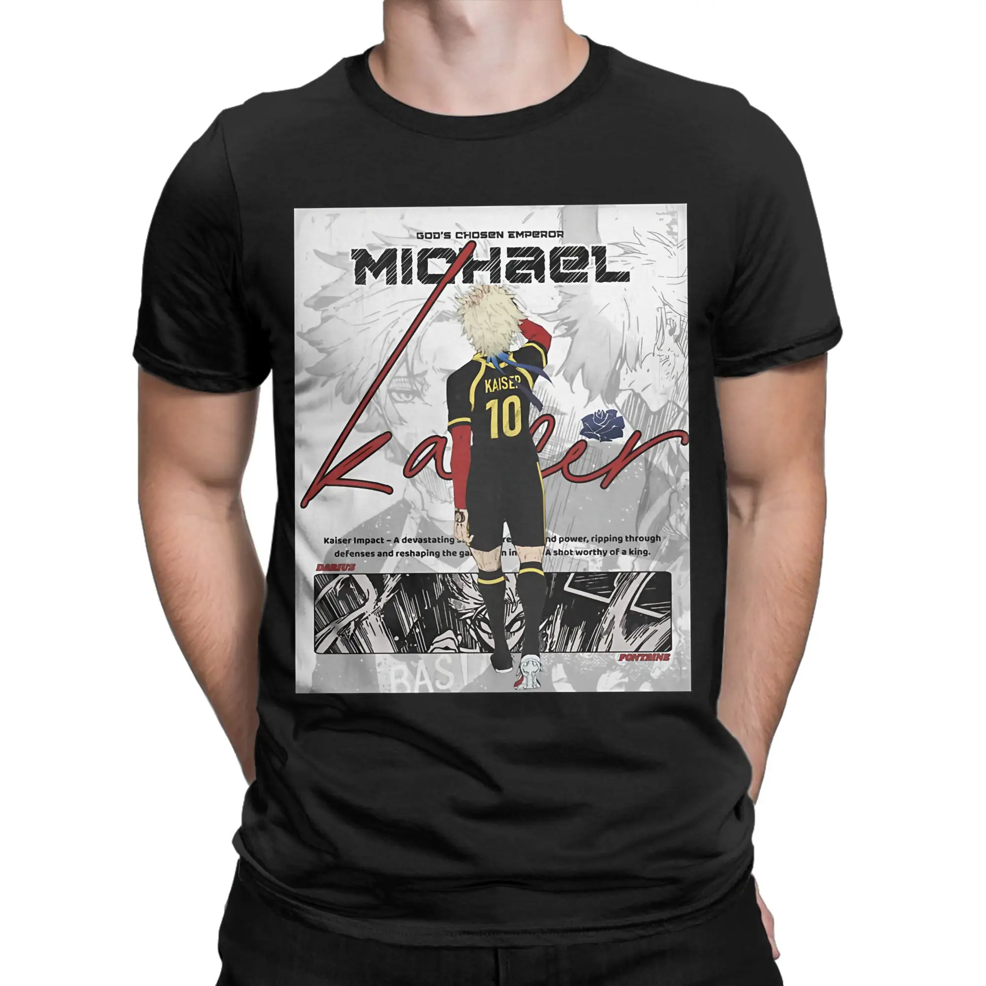 Anime Soccer Prodigy Michael Kaiser T Shirt Men's  100% Cotton Vintage T-Shirts O Neck  Tee Shirt Clothes 4XL 5XL 6XL