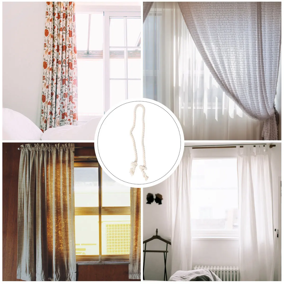 1 قطعة حبل الستار خمر القطن الحبل التعادل ظهورهم للداخلية في الهواء الطلق نافذة الستار أصحاب حبل القطن الخشن البيج