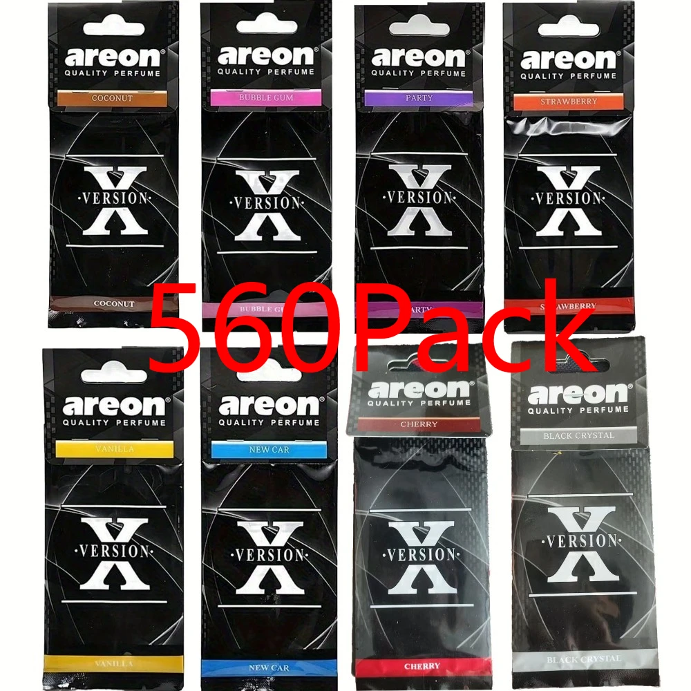 560Pcs Mixed Scent Hanging Car Air Freshener, New Car Strawberry Party Bubblegum Coconut Vanilla Black Cherry Scent Sheets