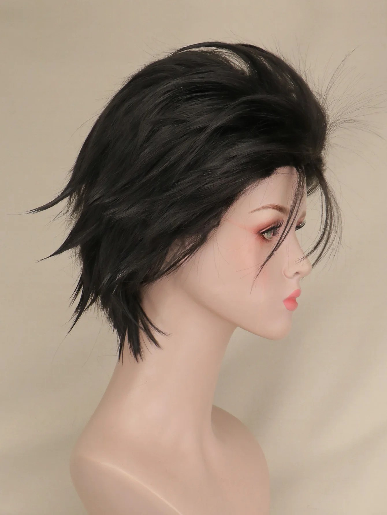 Anime Life in a Different World from Zero Cos Series Manga Peluca corta de cosplay negra Peluca de disfraz de Halloween con parte trasera peinado para hombres