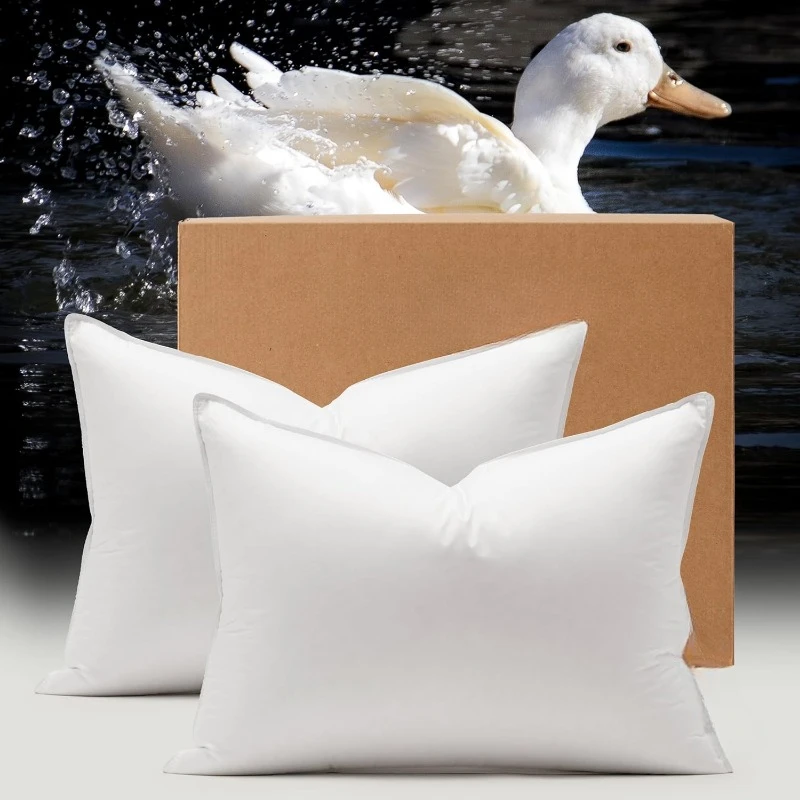 White Down Pillow - Made in Canada, 400 Thread Count 100% Cotton Shell, 700 Fill Power Down Bed Pillow, Soft Sleeping Pillow