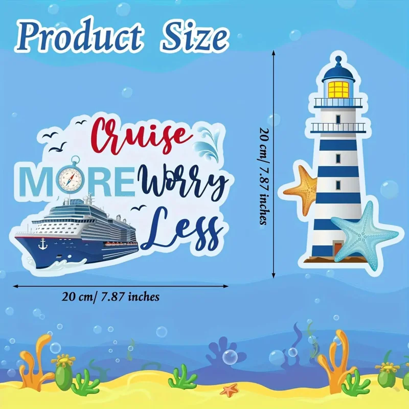 12pcs Cruise Door Magnets Decorations, Sea Navigation Ship Car Refrigerator Magnets Stickers Anchor Cruise Cabin Door Fridge