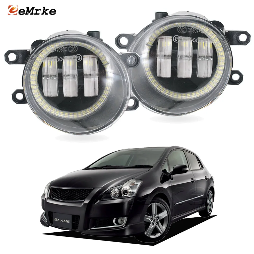 

2x обновленные светодиодные противотуманные фары для Toyota Blade E154 E156H 2006-2012, автомобильная PTF-фара с ангельскими глазами DRL + прозрачные линзы проектора