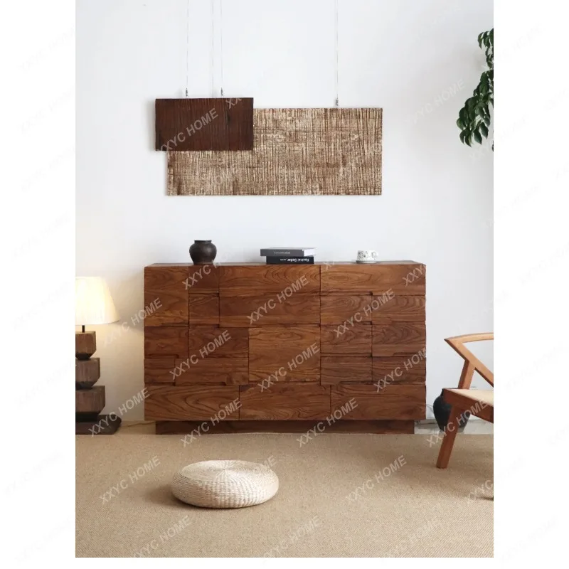XXMedieval Solid Wood Living Room Dining Side Cabinet Retro Decorative Cabinet  Simple Home