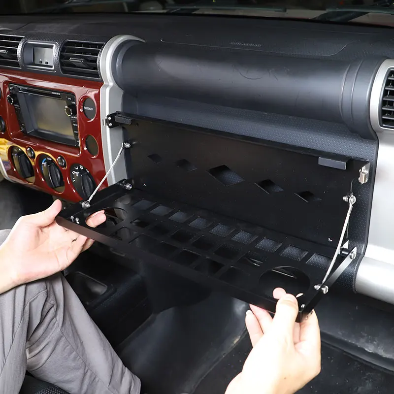 

For Toyota FJ Cruiser 07-21 Aluminum Alloy Car Co-Pilot Storage Rack Multifunctional Shelf Fold Table Rack Car Accessories