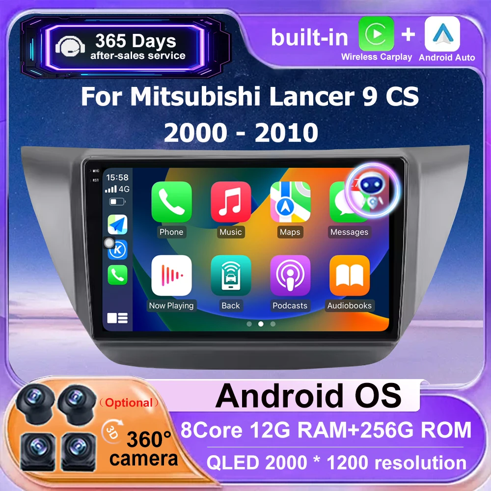 Android 16 Auto For Mitsubishi Lancer 9 CS 2000 - 2010 Car Radio Multimedia Video Player GPS Navigation Tools Carplay 360 Camera