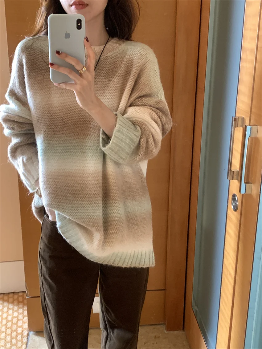 Alien Kitty Herbst lose weiche Pullover Frauen alle passen High Street Mode lässig gestrickt übergroße Büro Dame Pullover