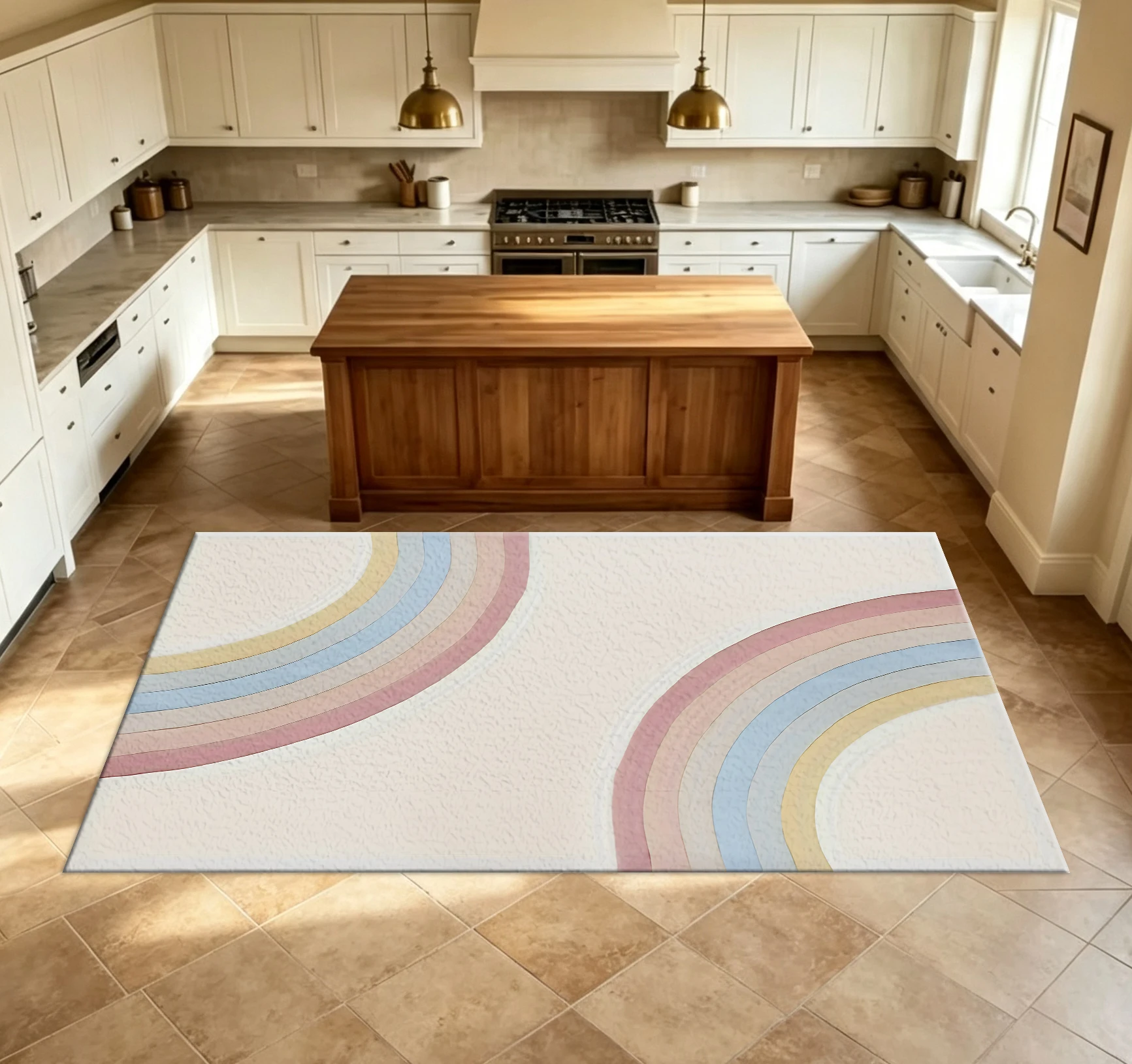 Bohemian Style Abstract Rainbow Print Carpet, Soft Non-Slip Floor Mat, Suitable for Living Room, Bedroom, Home Decoration