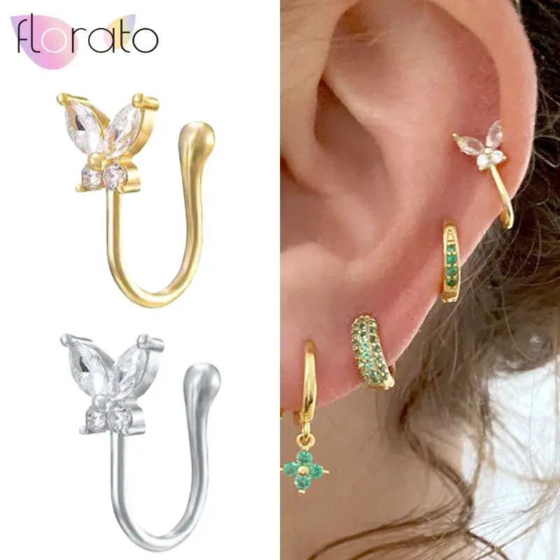 

1PCS Advanced Small Fresh Design Micro-paved Zircon Butterfly Clip Earrings Women's light luxury Fashion Earrings Jewelry Gift