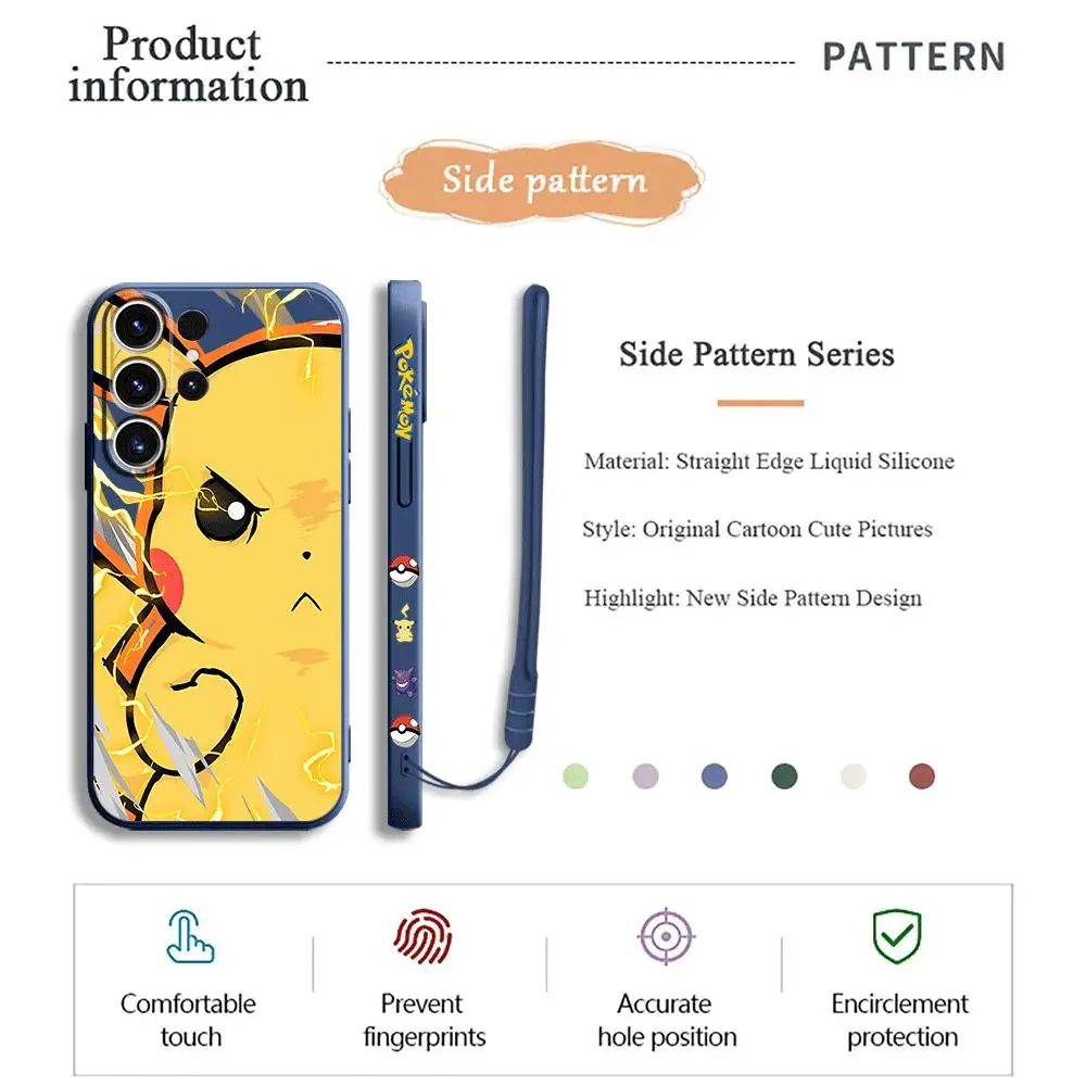 Etui na telefon Pokemon do Samsung Galaxy S20 FE S21 S24 Ultra S22 Plus S23 Ultra 5G Square Liquid Cover Soft