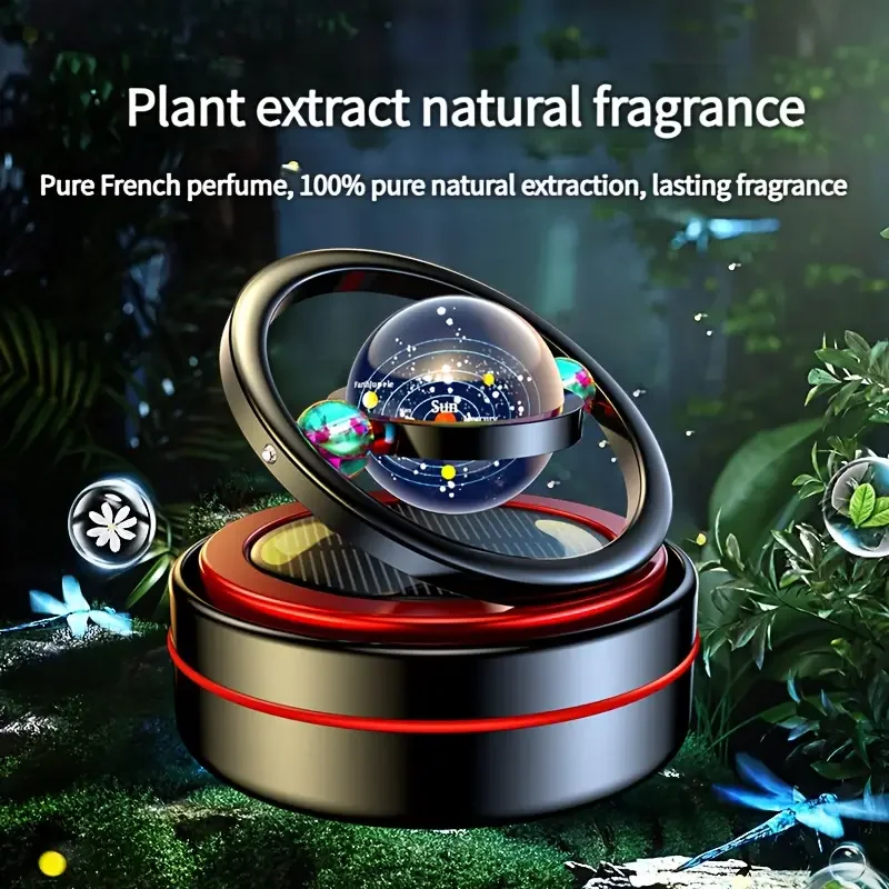 Solar Rotating Car Perfume Fragrance Aluminum Alloy Air Aromatherapy Double Ring Interior Decoration Interior Decor Accessories