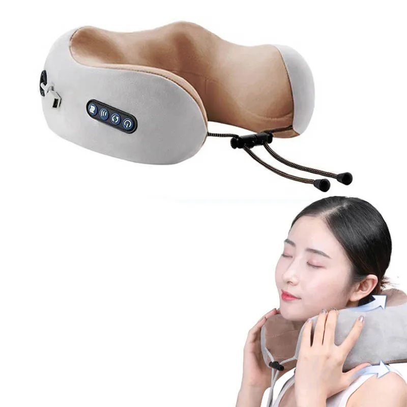 Masajeador eléctrico para cuello, almohada portátil en forma de U para cuello, hombros, cervicales, relajante, para exteriores, hogar y coche