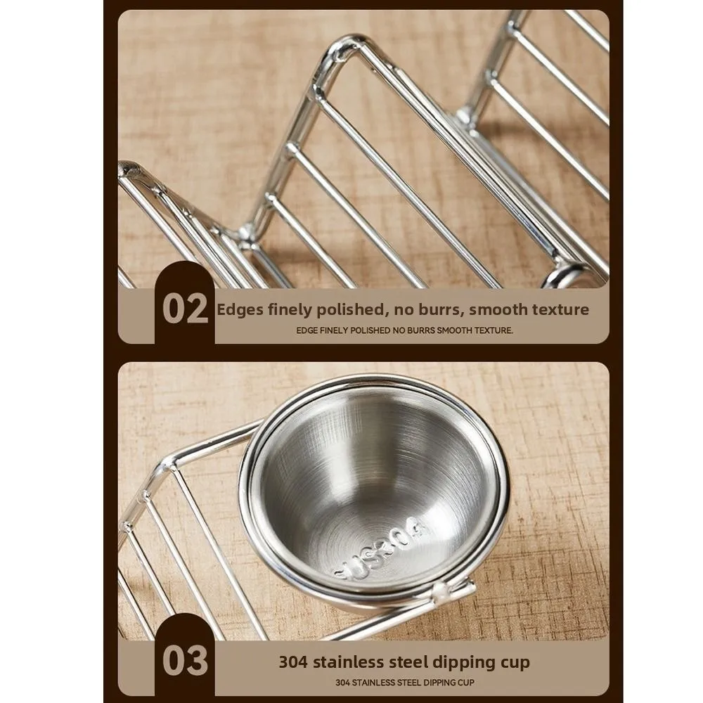 W-shaped Stainless Steel Taco Holder Rust-proof with Sauce Cup Taco Stand with Tray for 1/2/3/4 Tacos High Quality