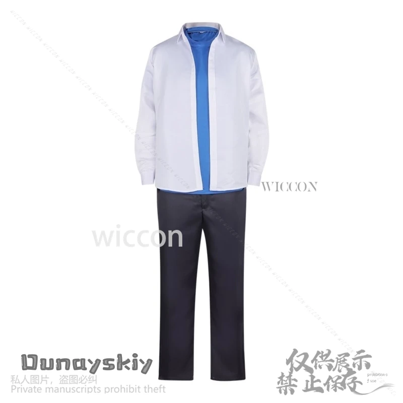 新しいアニメ映画 Fureru 秋野田コスプレ衣装白シャツ青黒パンツかわいいロールプレイ制服かつらフルセットカスタマイズ