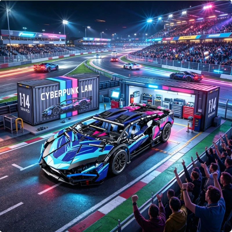 Ensemble de construction de supervoitures de course 1:14 – Doté de roues rotatives et d'une carrosserie épurée, ce modèle compatible STEM est facile à assembler ; C'est un cadeau idéal pour les passionnés de voitures et un objet de décoration parfait pour la maison ou le bureau.