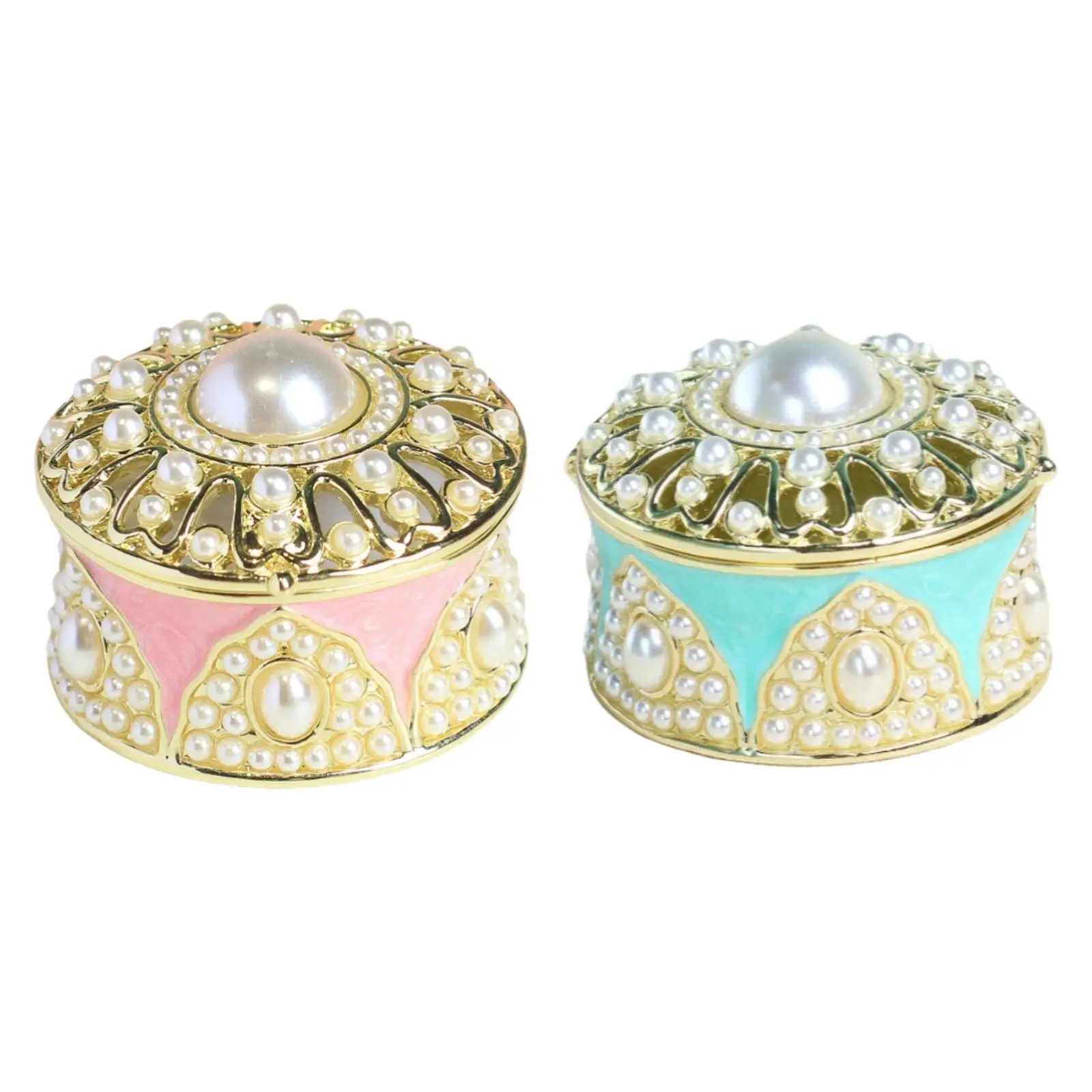 

Trinket Box Metal Enameled Jewelry Box for Bracelet Pendant Charms Earrings