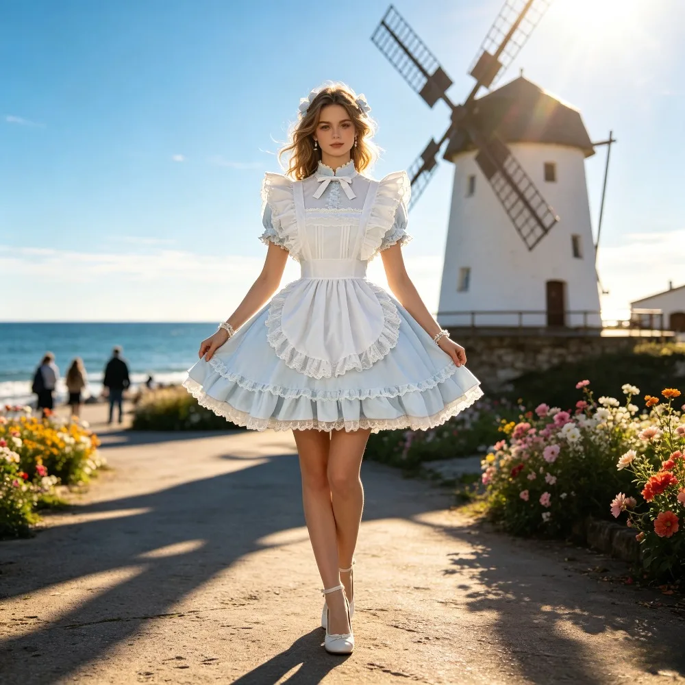 

New Sky Blue Lolita Dress, Sweet Maid Dress for Women, Cute Soft Style Cosplay Costume for Party, Role Play & Stage Performance