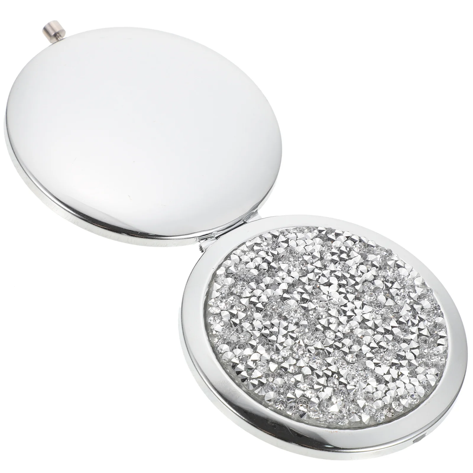 Miroir de maquillage en cristal avec lumière, mini loupes pliantes, sac à main compact de voyage, petit mélange de poche rond, 2 pièces