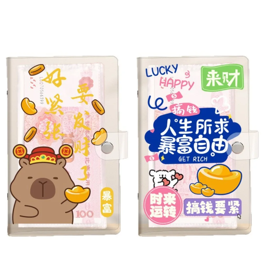 Get Rich Overnight 100 Envelopes Money Saving Challenge Transparent PVC Money Collection Book Cartoon Waterproof Savings Binder