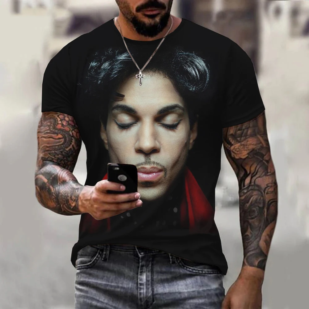 Prince Rogers Nelson 3d Print Summer Men's O-Neck T-shirt Casual Short Sleeve Oversized T Shirts Fashion Tee Tops Men Clothing