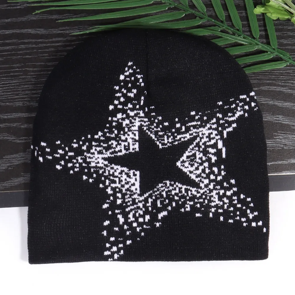 2025 New Five-pointed Star Jacquard Knitted Cap Casual and Versatile Street and Outdoor Trend Warm Couple Cold Cap Fashion
