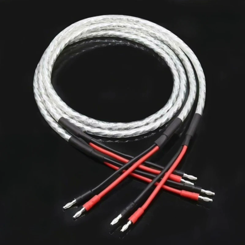 Hi-end Liton Speaker Cable Silver Plated Copper Horn Cable Loudspeaker Wire Carbon Fibre Banana Plug