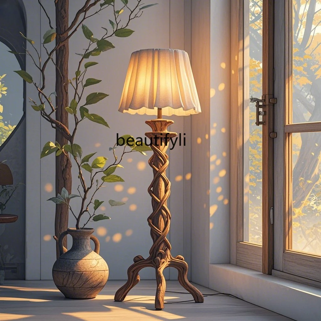 

French Retro Floor Lamp Living Room Sofa High-End Vintage Wabi-Sabi Style Bedroom Decorative Atmosphere Lamp