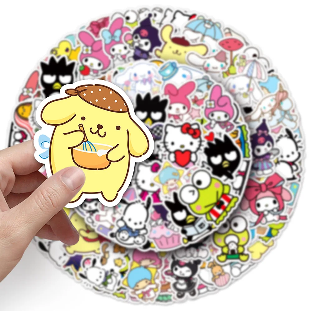 

10/30/50/100pcs Mixed Sanrio Cartoon Graffiti Stickers Cute Kuromi My Melody Sticker Phone Laptop Luggage Kawaii Decals Packing