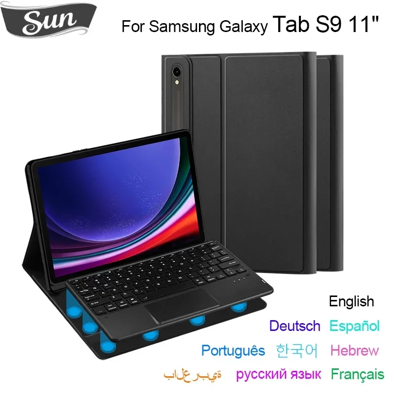 

Tablet Case For Samsung Galaxy Tab S9 11inch 2023 SM-X710 SM-X716B SM-X718U Touchpad Bluetooth Keyboard Cover With Pencil Holder